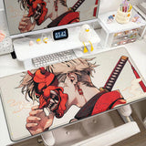 Anime Girls Samurai Oni Mask Mousepad Large Computer Gaming Accessories 400x900mm Gamer Professional Premium Mouse Mat Desk Mats