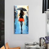 Hand Painted Modern Abstract People Oil Painting Walk Rain Picture On Canvas Wall Art For Living Room Home Bedroom Decoration No Frame