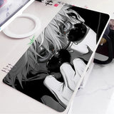 Black and White Anime Girl Table Mat Large Mouse Pad Office Keyboard Edge Locking Desk Mat Gaming Accessories Non-slip Mousepad