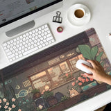 Japanese Anime Kawaii Cat Large Gaming Mouse Pad XXL 900x400mm Non-slip Rubber Keyboard Mats Computer Laptop Office Desk Decor