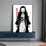 Japan Retro Anime Demon Slayer Poster My Hero Academia Jujutsu Kaisen Wallpaper Canvas Black and White Wall Art Kids Room Decor