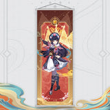 Xiao Yelan Kazuha Hutao Genshin Impact Scroll Canvas Wall Hanging Painting Home Decor Anime Poster Wall Art Room Decoration