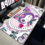 Kawaii Bow Extended Desk Mat PC Anime Sanrio Gamer Cabinet Keyboard Rug Kuromi Bunny Ears Mouse Pad Laptop Purple Skull Mousepad