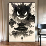 Pokemon Anime Figures Ink Painting Painting Canvas Painting Gengar Posters Prints Wall Art Picture for Living Room Children Gift