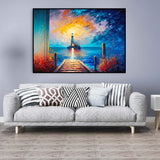 Handmade Oil Painting Canvas Wall Art Decoration City Landscape Tourism Lighthouse At Sea Abstract Home Living Room Bedroom Decor Rolled Frameless Unstretched Painting