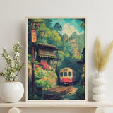 Anime Style Train Journey Canvas Poster Japanese Train Travel Natural Wall Art Poster for Modern Living Room Bedroom Home Decor
