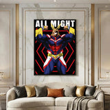 My hero academia all might anime Poster HD Waterproof Self-Adhesive Wall Art with Multi-Scene Compatibility