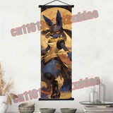 Pokemon Anime Poster Scroll Painting, Pikachu, Charizard, Eevee, Gengar, Mewtwo, Room Art White Canvas Painting Wall Decoration