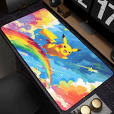New Kawaii Japan Anime Pikachu Leather Mouse Pad PC Colorful Gamer Cabinet Mousepad Pokemon Keyboard Rug Laptop Gaming Desk Mat