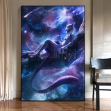 Classic Pokemon HD Canvas Painting Anime Figures Mewtwo Poster Print Watercolor Wall Art Picture Modern Home Decor Kids Gifts