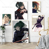 1PC Anime Jujutsu Kaisen Maki Zenin Poster Self-adhesive Art Waterproof Paper Sticker Coffee House Bar Room Wall Decor