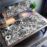 Black and white Mouse Pad Cute HD branco Desk Pad Extended Gaming Keyboard Mats Large XXL Gamer Collage Horror Anime Mousepad