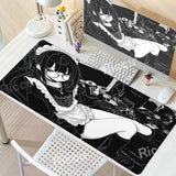 Anime Girl Non-Slip Mouse Pad Large Gaming Mousepad Keyboard Pad Laptop Computer Desk Pad Black White Extended Mouse Mat Carpet
