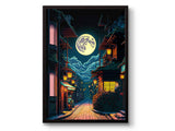 Japanese Tokyo Teahouse Cartoon Canvas Print Anime City Street Cafe Scene Wall Art Poster for Modern Living Room Home Decor Gift