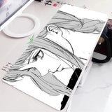 Black and White Anime Girl Table Mat Large Mouse Pad Office Keyboard Edge Locking Desk Mat Gaming Accessories Non-slip Mousepad