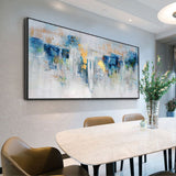 Handmade Oil Painting Canvas Wall Art Decoration Modern Blue And Gold Abstract For Home Living Room Decor Rolled Frameless Unstretched Painting