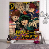 VIKAMA My Hero Academia Tapestry, Cartoon Anime Wall Hanging, Cute Home Decor for Living Room Bedroom, Large Wall Art Decor