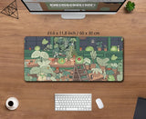 Kawaii frogs Desk Mat Large Gaming Mousepad Xxl Cute Mouse Pad Anime Aesthetic Cozi Lofi Plant Nature Green Extended Deskmat