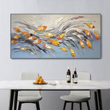Handmade Oil Painting Canvas Wall Art Decoration Animal A Group Of Cheerful Little Fish Home Living Room Decor Rolled Frameless Unstretched Painting