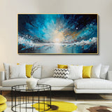 Handmade Oil Painting Canvas Wall Art Decoration Abstract Blue Starry Sky Ocean  Artwork For Home Living Room Decor Rolled Frameless Unstretched Painting