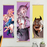 Chainsaw Man Anime Poster Wooden-framed Scroll Painting HD Quality Wall Art Retro Posters for Home Room Wall Decor