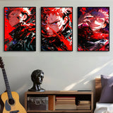 3pcs/set Anime Jujutsu Kaisen Wall Art Prints Poster Figure Itadori Yuji Canvas Painting Home Decor Poster Fans Gifts-unframed