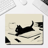 Small Anime Kawaii Black Cat Mouse pad Cartoon Desk mat Gaming Keyboard Table Mat Office Decor for PC Mouse Carpet Computer game