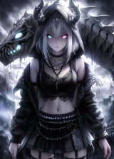 Fantasy Magical World Gothic Cool and Cute Character Aesthetics Anime Girl Canvas Painting Art for Wall Manga Game Room Decor