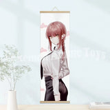 Chainsaw Man Anime Poster Wooden-framed Scroll Painting HD Quality Wall Art Retro Posters for Home Room Wall Decor