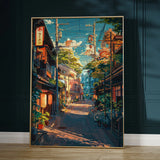 Rainy Tokyo Japanese Woodblock Tea Emple Print  Anime City Poster Wall Art Decor Gift Living Room Bedroom Decorative Pictures