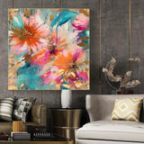 Handmade Oil Painting Canvas Wall Art Decoration Modern Peony Flower Abstract Square Home Dining Room Bedroom Decor Rolled Frameless Unstretched Painting