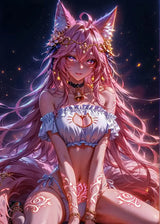 Fantasy Art Sexy Cartoon Animal Roleplay Anime Girl Dark Demon Witch Abstract Poster Canvas Painting Wall Art Picture Home De
