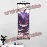 Pokemon Anime Poster Scroll Painting, Pikachu, Charizard, Eevee, Gengar, Mewtwo, Room Art White Canvas Painting Wall Decoration