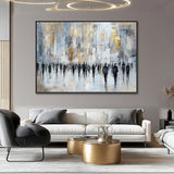 Hand-Painted Oil Painting Canvas Wall Art Decoration Abstract Street People Texture Art For Home Living Room Artwork Decor Rolled Frameless Unstretched Painting