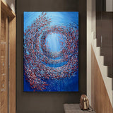 Thick Textured Knife Painted Fish Vortex Painting Handmade Abstract Oil Painting Canvas Wall Art For Home Decoration