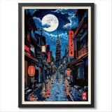 Rainy Tokyo Japanese Woodblock Tea Emple Print  Anime City Poster Wall Art Decor Gift Living Room Bedroom Decorative Pictures