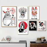 Totoro Cartoon Movie Hayao Miyazaki Anime Poster Canvas Painting Prints Nordic Wall Art Pictures Living Room Office Home Decor