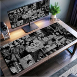 Black and white Mouse Pad Cute HD branco Desk Pad Extended Gaming Keyboard Mats Large XXL Gamer Collage Horror Anime Mousepad