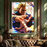 My hero academia all might anime Poster HD Waterproof Self-Adhesive Wall Art with Multi-Scene Compatibility