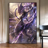Classic Pokemon HD Canvas Painting Anime Figures Mewtwo Poster Print Watercolor Wall Art Picture Modern Home Decor Kids Gifts