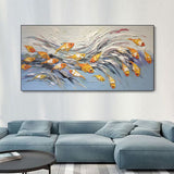 Handmade Oil Painting Canvas Wall Art Decoration Animal A Group Of Cheerful Little Fish Home Living Room Decor Rolled Frameless Unstretched Painting