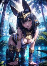 Fantasy Art Sexy Cartoon Animal Roleplay Anime Girl Dark Demon Witch Abstract Poster Canvas Painting Wall Art Picture Home De