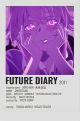 Anime Figure Mirai Nikki The Future Diary Poster Aesthetic Canvas Painting Home Decoration For Wall Art Mural Kawaii Room Decor