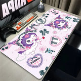 Kawaii Bow Extended Desk Mat PC Anime Sanrio Gamer Cabinet Keyboard Rug Kuromi Bunny Ears Mouse Pad Laptop Purple Skull Mousepad