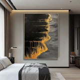 Handmade Abstract Golden Beach And Waves Texture Painting On Canvas Wall Art Hand Drawn Oil Painting For Home Living Room Decor