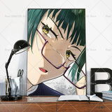 1PC Anime Jujutsu Kaisen Maki Zenin Poster Self-adhesive Art Waterproof Paper Sticker Coffee House Bar Room Wall Decor