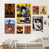 1PC Japanese Anime Attack On Titan Poster Self-adhesive Art Waterproof Paper Sticker Coffee House Bar Room Wall Decor