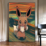 Van Gogh Museum Pokemon Anime Figures Pikachu Watercolor Painting Canvas HD Posters and Abstract Art Murals Picture Home Decor