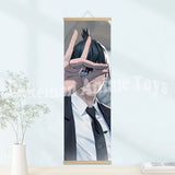Chainsaw Man Anime Poster Wooden-framed Scroll Painting HD Quality Wall Art Retro Posters for Home Room Wall Decor