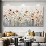 Hand-painted Abstract Knife Little White Flower Oil Painting On Canvas,Wall Art Pictures For Living Room Home Decoration